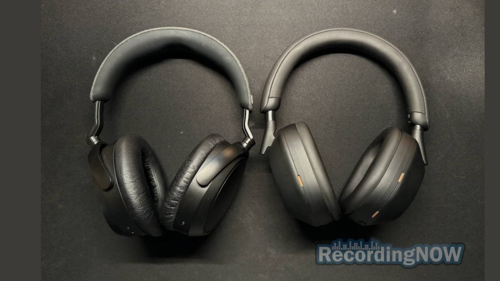 Sennheiser Momentum 4 vs Sony XM5 headphones side by side on desk