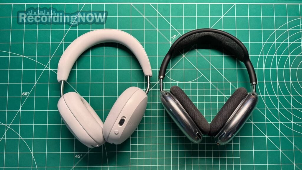 Apple AirPods Max vs Sonos Ace  headphones side by side on desk