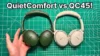 Bose QuietComfort vs QuietComfort 45 (QC45) headphones held side by side in hand
