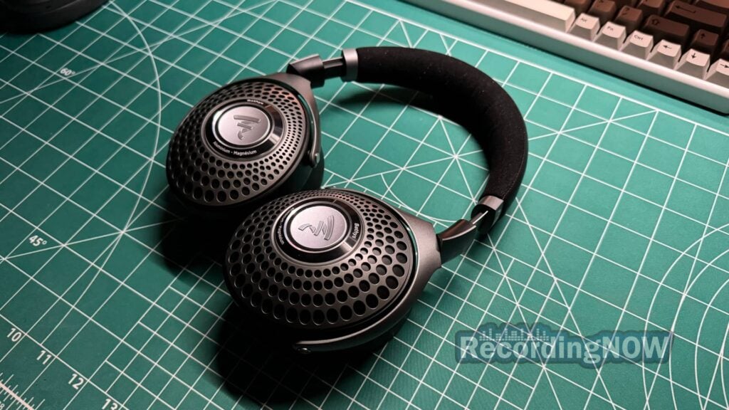 Close up of Focal Bathys headphones laid flat on desk