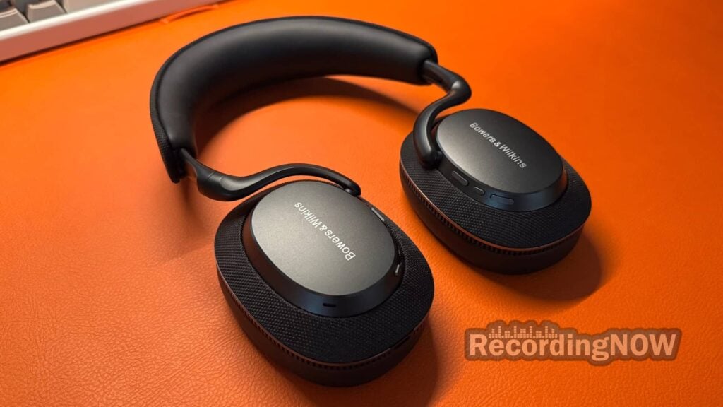 Bowers and Wilkins Px7 S3 headphones laid flat on desk