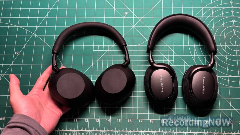 Holding Sony WH-1000XM6 vs Bowers & Wilkins Px7 S3 headphones side by side
