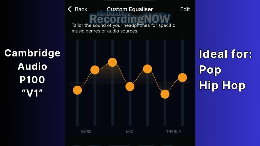 Best Equalizer (EQ) Settings for Cambridge Audio Melomania P100 from RecordingNow for Pop and Hip Hop