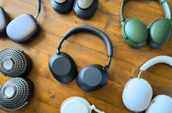 Sony WH-1000XM6 headphones with Apple AirPods Max, Bowers & Wilkins, Bose QuietComfort, Sonos Ace, Focal Bathys, and Sennheiser headphones in background