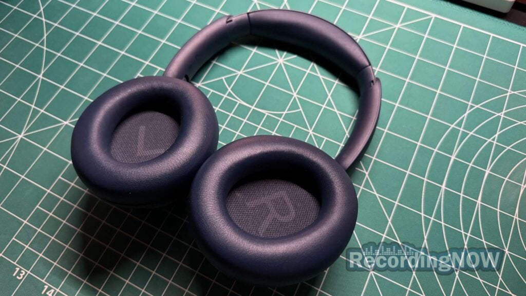 inside earcups of Anker Soundcore Space Q45 headphones in blue