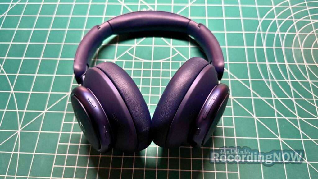 Close up of Anker Soundcore Space Q45 headphone buttons and controls