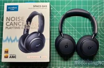 Anker Soundcore Q45 headphones next to original box packaging