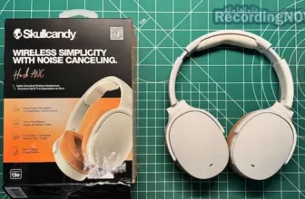 Skullcandy Hesh ANC headphones in white next to original box packaging