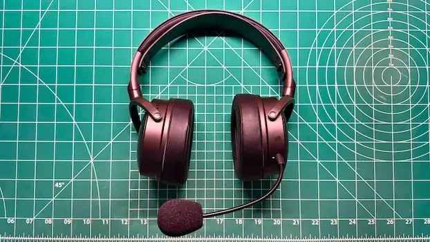 Audeze Maxwell gaming headphones with mic attachment on desk