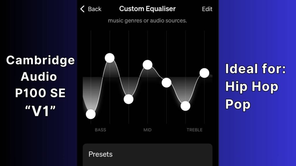 Best Equalizer (EQ) Settings for Cambridge Audio Melomania P100 SE from RecordingNow for Pop and Hip Hop