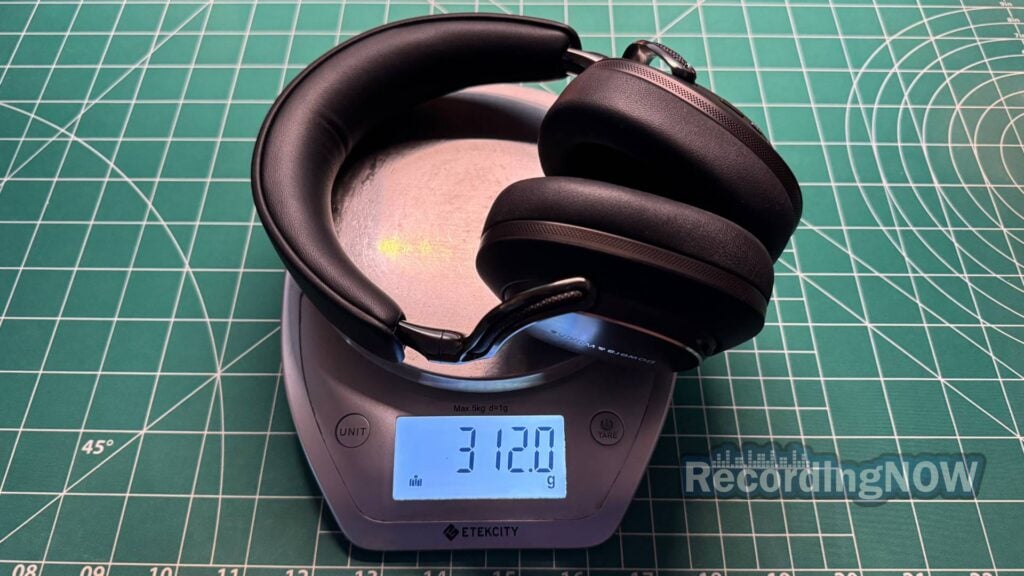 Bowers and Wilkins Px8 S2 weight of 312 grams on scale