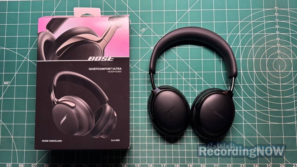 Bose QuietComfort Ultra 2nd Gen headphones next to original box packaging