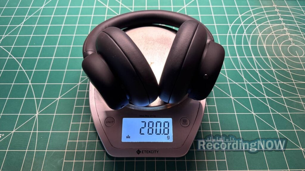 CMF Headphone Pro by Nothing weight of 280.8 grams on scale