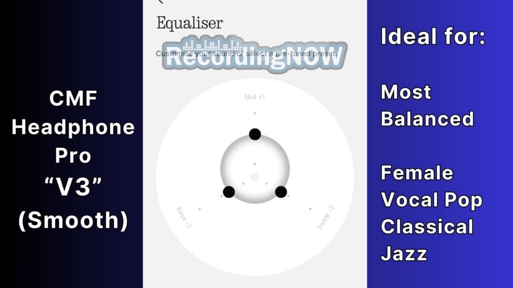 Best Equalizer Settings for CMF Headphone Pro by Nothing from RecordingNow V3 for Classical, Jazz