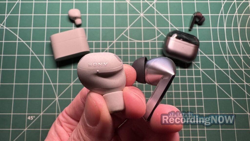 Sony WF-1000XM6 earbuds next to Samsung Galaxy Buds 3 Pro earbuds