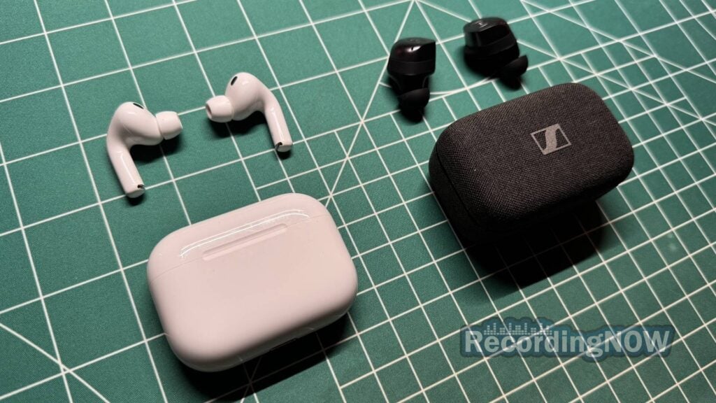 Apple AirPods Pro 3rd Generation and Sennheiser MTW4 Earbuds on desk
