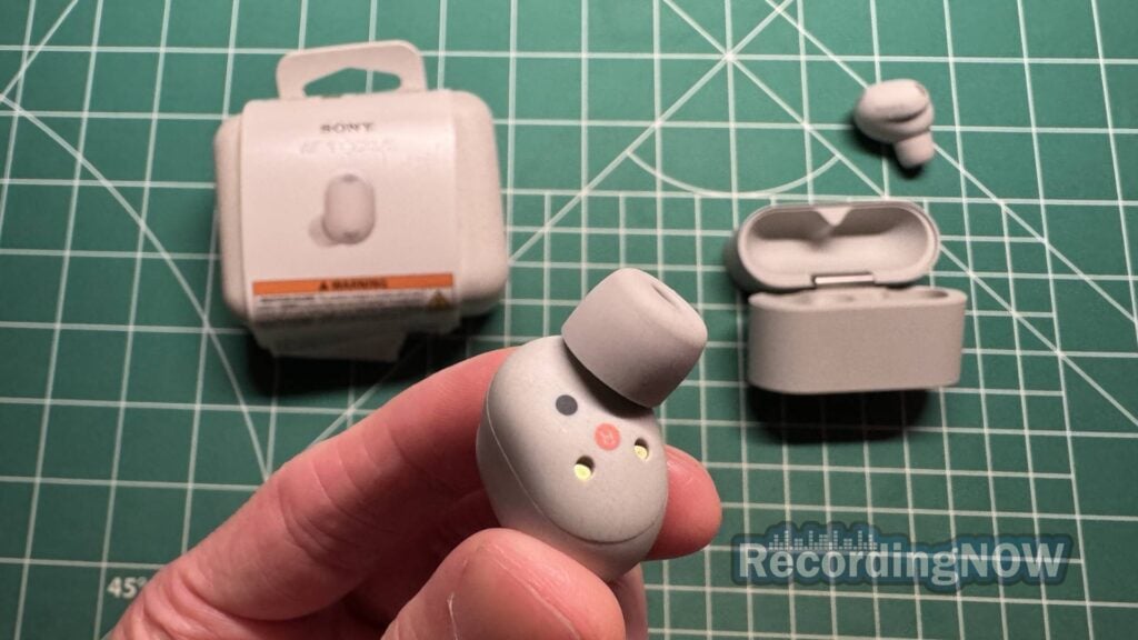 Sony WF-1000XM6 earbud with stock memory foam hybrid eartips
