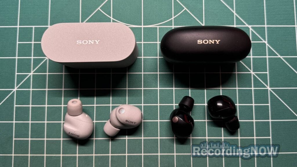 Sony XM6 earbuds and XM5 wireless earbuds next to charging cases