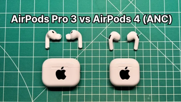 Apple AirPods Pro 3 vs 4 ANC wireless earbuds side by side comparison
