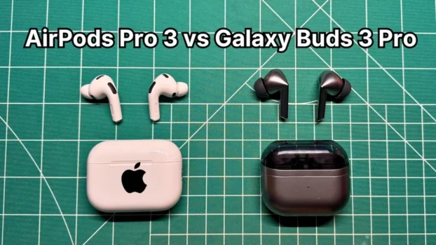 Apple AirPods Pro 3 vs Samsung Galaxy Buds 3 Pro side by side comparison