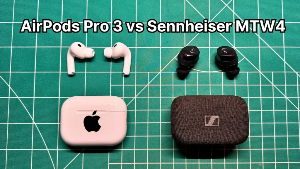 Apple AirPods Pro 3 vs Sennheiser Momentum True Wireless 4 earbuds side by side comparison