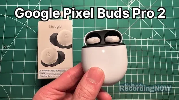 holding Google Pixel Buds Pro 2 wireless noise cancelling earbuds in hand
