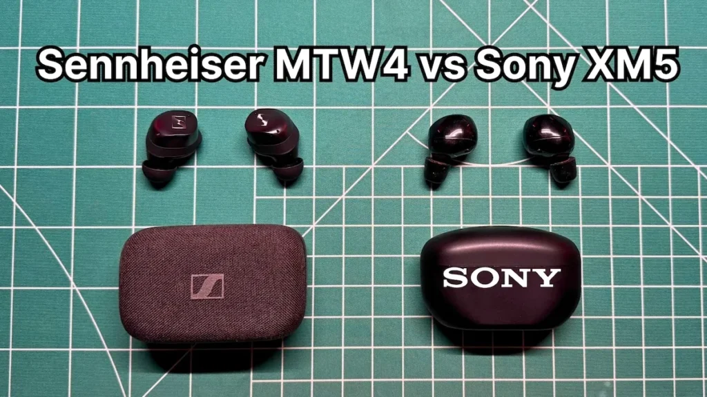 Sennheiser Momentum True Wireless 4 vs Sony WF-1000XM5 wireless earbuds side by side comparison