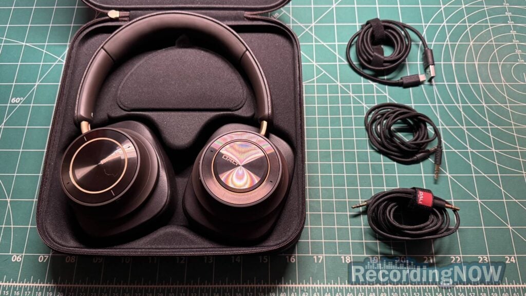 Dali IO-12 inside included premium hardshell case with stereo 3.5mm and USB-C cables