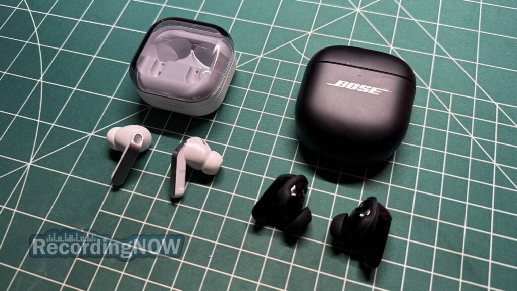 Samsung Galaxy Buds 4 Pro and Bose QuietComfort Ultra Earbuds 2 charging cases compared