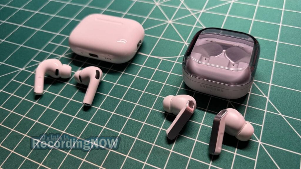 Apple AirPods Pro 3rd Generation and Samsung Galaxy Buds Pro 4 on desk