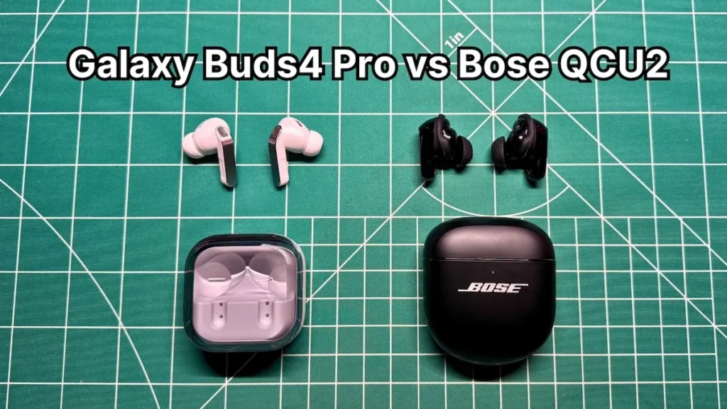 Samsung Galaxy Buds 4 Pro vs Bose QuietComfort Ultra Earbuds 2nd Gen side by side comparison
