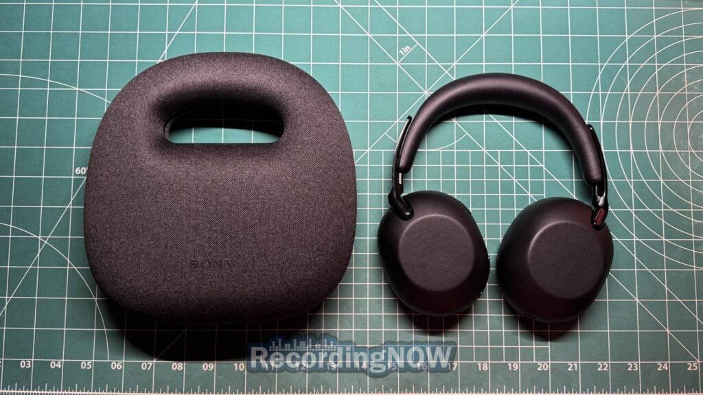 Sony 1000X THE COLLEXION headphones next to included premium hardshell case