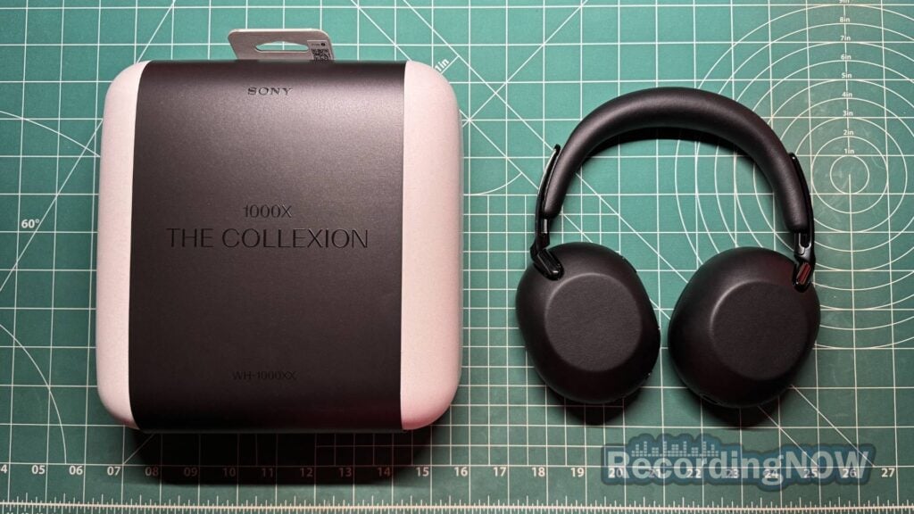 Sony 1000X THE COLLEXION headphones in black next to original box packaging