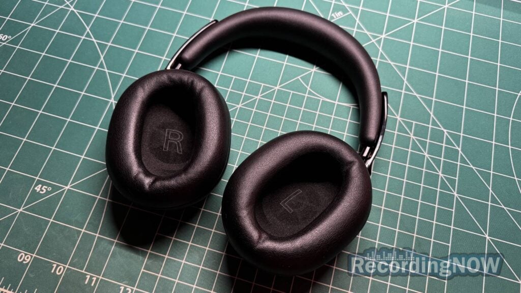 Close up of Sony 1000X THE COLLEXION Vegan Protein Leather earpad cushions and headband