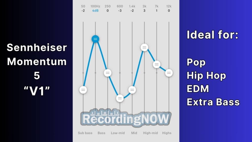 Sennheiser Momentum 5 Equalizer settings "V1" from RecordingNow