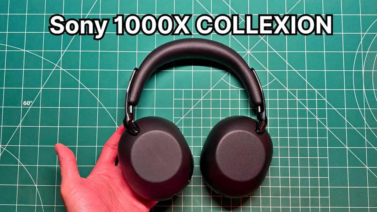 holding Sony 1000X THE COLLEXION headphones in hand