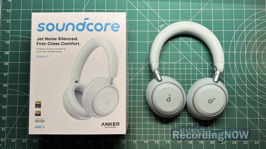 blog-img-1693067280109 Anker Soundcore Space 2 headphones in seafoam green next to original box packaging
