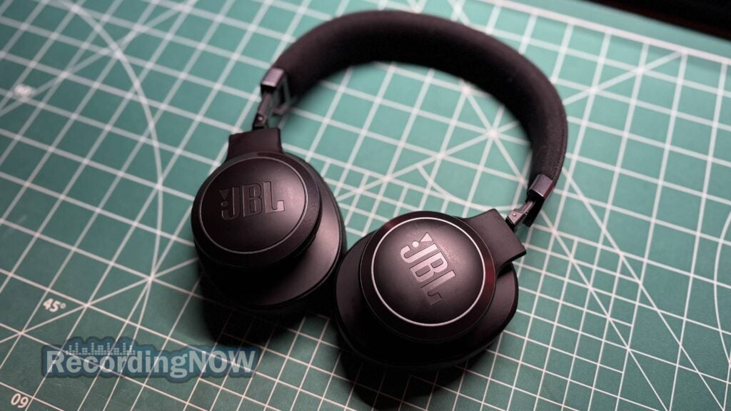 JBL Live 770NC headphones in black on desk