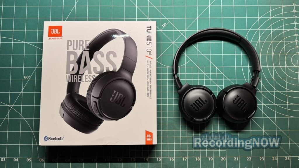 blog-img-1693067280109 JBL Tune 510BT on-ear wireless headphones next to original box packaging