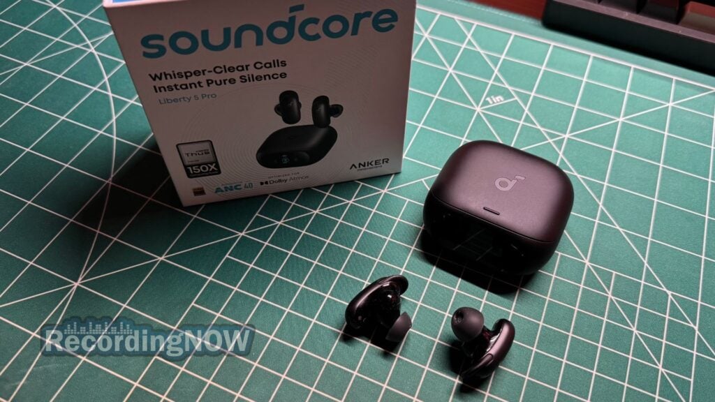 Soundcore by Anker Liberty 5 Pro next to original box packaging