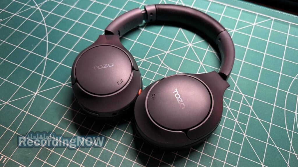 TOZO HT3 wireless noise cancelling headphones on desk