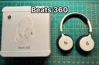 Beats 360 Headphones in Cloud next to original box packaging