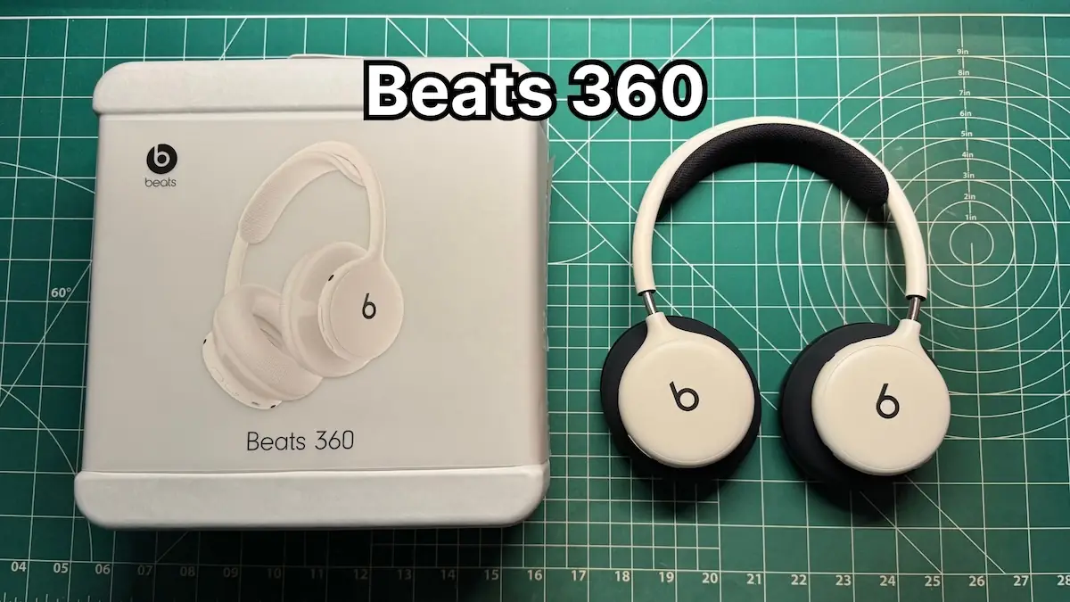 Beats 360 Headphones in Cloud next to original box packaging