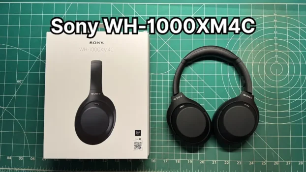 Sony WH-1000XM4C 2nd Gen wireless noise cancelling headphones next to original box packaging
